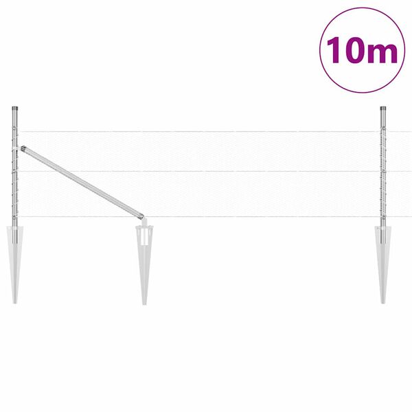 vidaXL Оградa с колчета Сребрист 0.4 x 10 м Покрит със PVC стомана