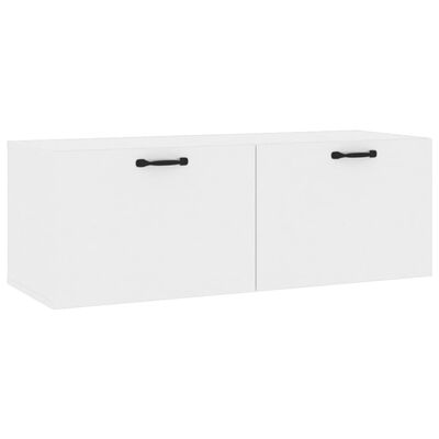 vidaXL Стенен шкаф, бял гланц, 100x36,5x35 см, инженерно дърво