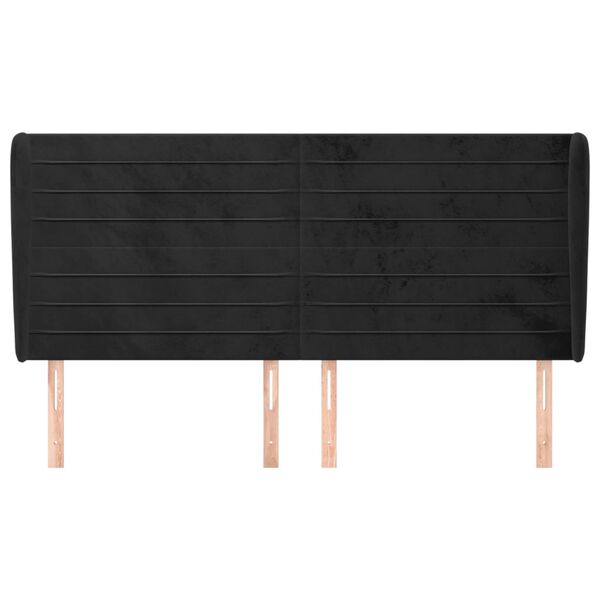 vidaXL Горна табла за легло с уши, черна, 183x23x118/128 см, кадифе