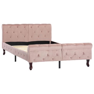 vidaXL Рамка за легло, розова, кадифе, 120x200 см