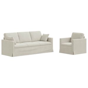 vidaXL Комплект дивани 2 pcs Крем 198 x 78 x 80 см Кадифе