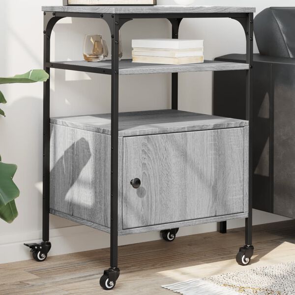 vidaXL Стойка принтер 3 нива сива сонома 50x40x76 см инженерно дърво