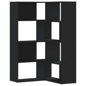 vidaXL Ъглова етажерка 4 нива черен 85x85x140 см инженерно дърво