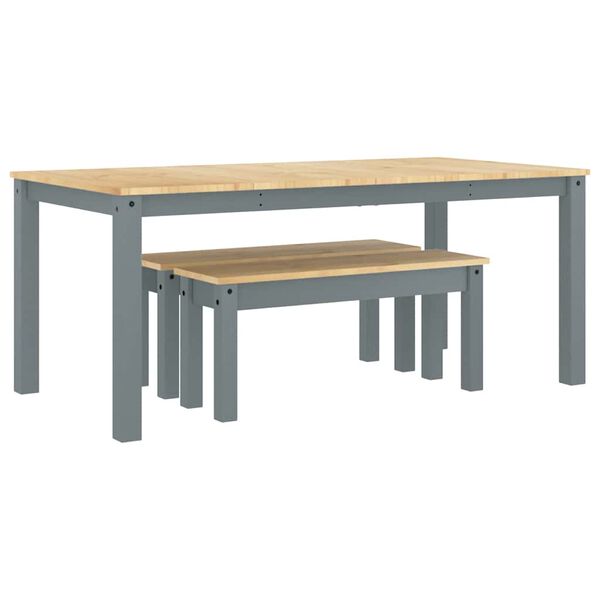 vidaXL Трапезен комплект от 3 части Panama, сив бор масив