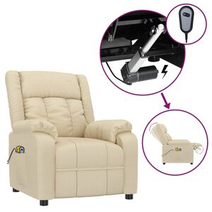 vidaXL Електрически масажен стол, кремав, текстил