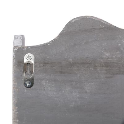 vidaXL Стенна закачалка за палта, сива, 50x10x30 см, дърво