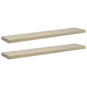 vidaXL Окачени стенни рафтове, 2 бр, дъб, 120x23,5x3,8 см, МДФ