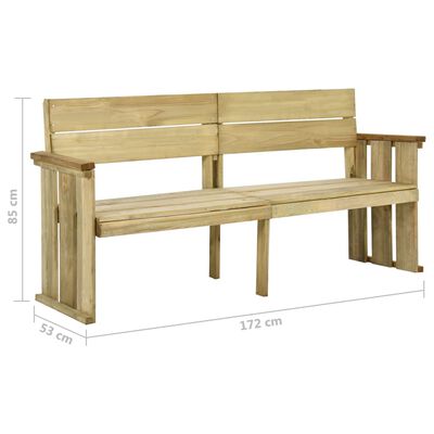 vidaXL Градинска пейка, 172 см, импрегнирана борова дървесина