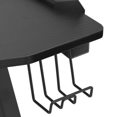 vidaXL Гейминг бюро LED с Y-образни крака, черно, 90x60x75 см