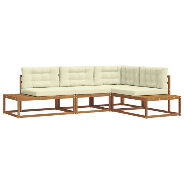 vidaXL Комплект дивани за открито 4 Брой Натурален и Крема