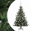 vidaXL Изкуствена коледна елха с топки 120 см 150 LED светодиода