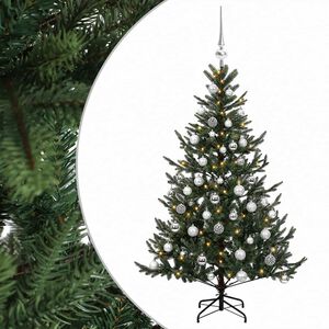 vidaXL Изкуствена коледна елха с топки 120 см 150 LED светодиода