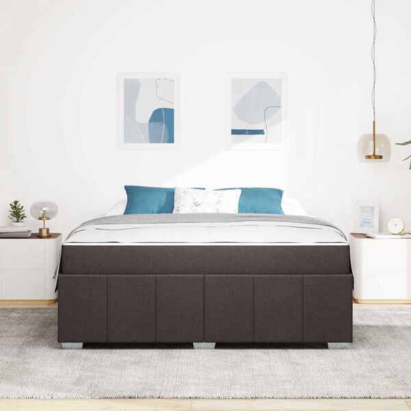 vidaXL Рамка за легло с матрак Тъмен кафяв 180 x 200 cm текстил