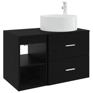 vidaXL Комплект мебели за баня 2 pcs Черен дъб Инженерна дървесина