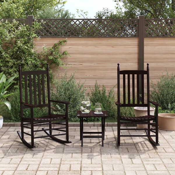 vidaXL Люлеещи се столове с извити седалки 2 бр кафяв масивна топола