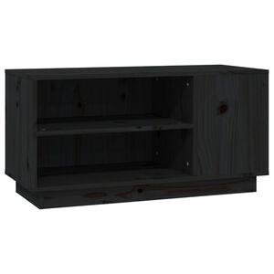 vidaXL ТВ шкаф, черен, 80x35x40,5 см, бор масив