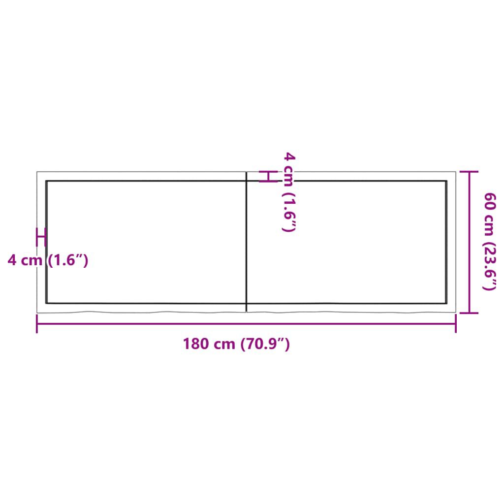vidaXL Плот за баня 180x60x(2-6) см необработено масивно дърво