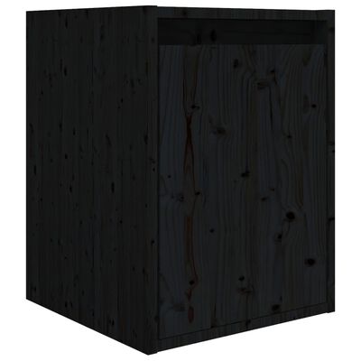 vidaXL ТВ шкафове, 3 бр, черни, бор масив