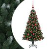 vidaXL Изкуствена коледна елха с топки 120 см 150 LED светодиода