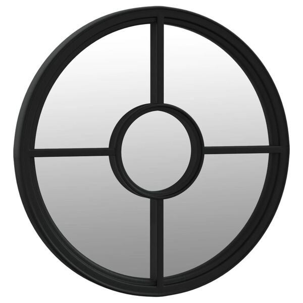 vidaXL Огледало черно 60x4 см желязо кръгло за употреба на закрито