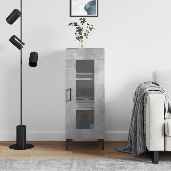 vidaXL Сайдборд, бетонно сив, 34,5x34x90 см, инженерно дърво