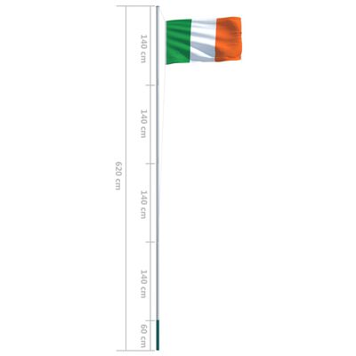 vidaXL Флаг на Ирландия и алуминиев флагщок, 6,2 м