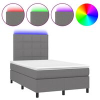 vidaXL Боксспринг легло с матрак и LED, тъмносиво, 120x190 см, плат