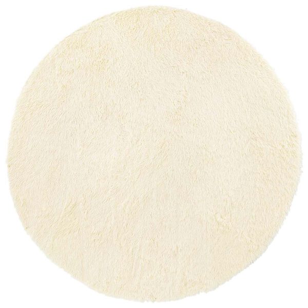 vidaXL Шаги килим с дълъг косъм, NAVARRA, кремав, 120x120см, полиестер