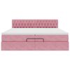 vidaXL Османска легло с матраци и LED, розово, 200x200 см, кадифе