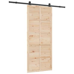 vidaXL Преплъзваща се врата 100 x 208 см Масивна борова дървесина
