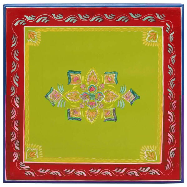 vidaXL Маса за кафе, зелена, ръчно рисувана, мангово дърво масив