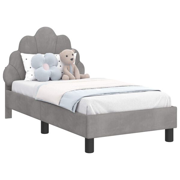 vidaXL Легло за малко с главна дъска Светлосиво 70 x 140 cm Кадифе