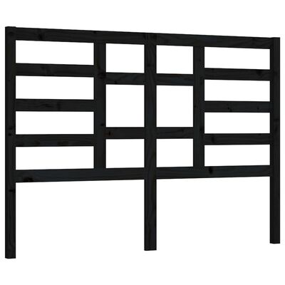 vidaXL Горна табла за легло, черна, 126x4x104 см, бор масив