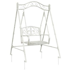 vidaXL Лавица с люлка Стомана 113 x 121,5 x 168 см Антично бяло