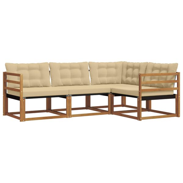 vidaXL Комплект дивани за открито 4 pcs Натурален и Бежов