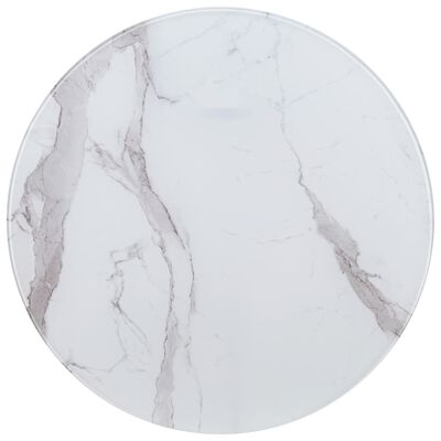 vidaXL Плот за маса бял квадратен Ø80 см стъкло с мраморна текстура