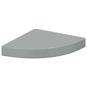vidaXL Окачен ъглов рафт, сив гланц, 25x25x3,8 см, МДФ