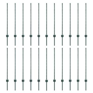 vidaXL Стълб за ограда. 22 pcs Зелен 140 cm Стомана