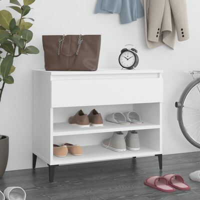 vidaXL Шкаф за обувки, бял, 70x36x60 см, инженерно дърво