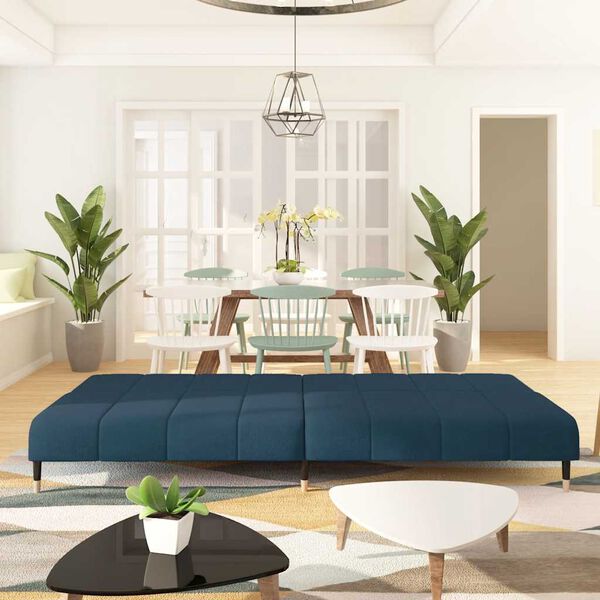 vidaXL 2-местно разтегателно канапе, синьо, кадифе