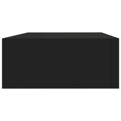 vidaXL Стенен рафт с чекмедже, черен, 40x23,5x10 см, МДФ