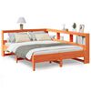 vidaXL Легло с етажерка за книги, без матрак, 135x190 см, бор масив