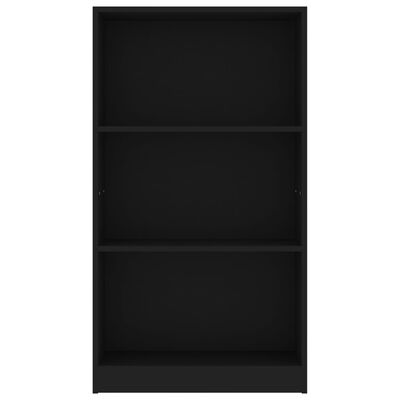 vidaXL 3-етажна библиотека, черна, 60x24x109 см, инженерно дърво