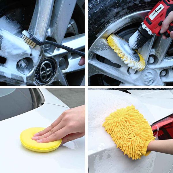 vidaXL Комплект четки за коли Многоцветен полиратан