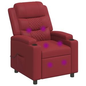 vidaXL Масажен стол реклайнер Виненочервен 75 x 93 x 98 cm Текстил