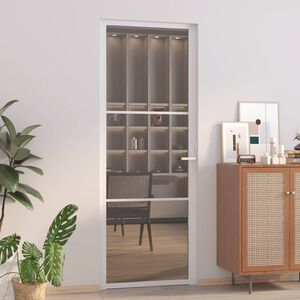 vidaXL Интериорна врата 76x201,5 см бяла ESG стъкло и алуминий