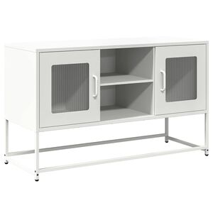 vidaXL ТВ шкаф, бял, 100,5x39x60,5 см, стомана
