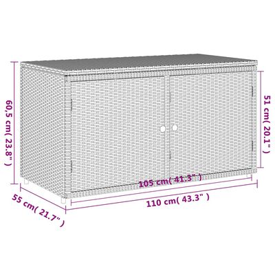 vidaXL Градински шкаф за съхранение, бежов, 110x55x60,5 см, полиратан
