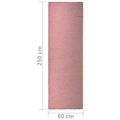 vidaXL Градински плоскотъкан килим, 80x250 см, червен