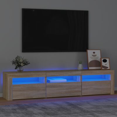 vidaXL ТВ шкаф с LED осветление, дъб сонома, 180x35x40 см